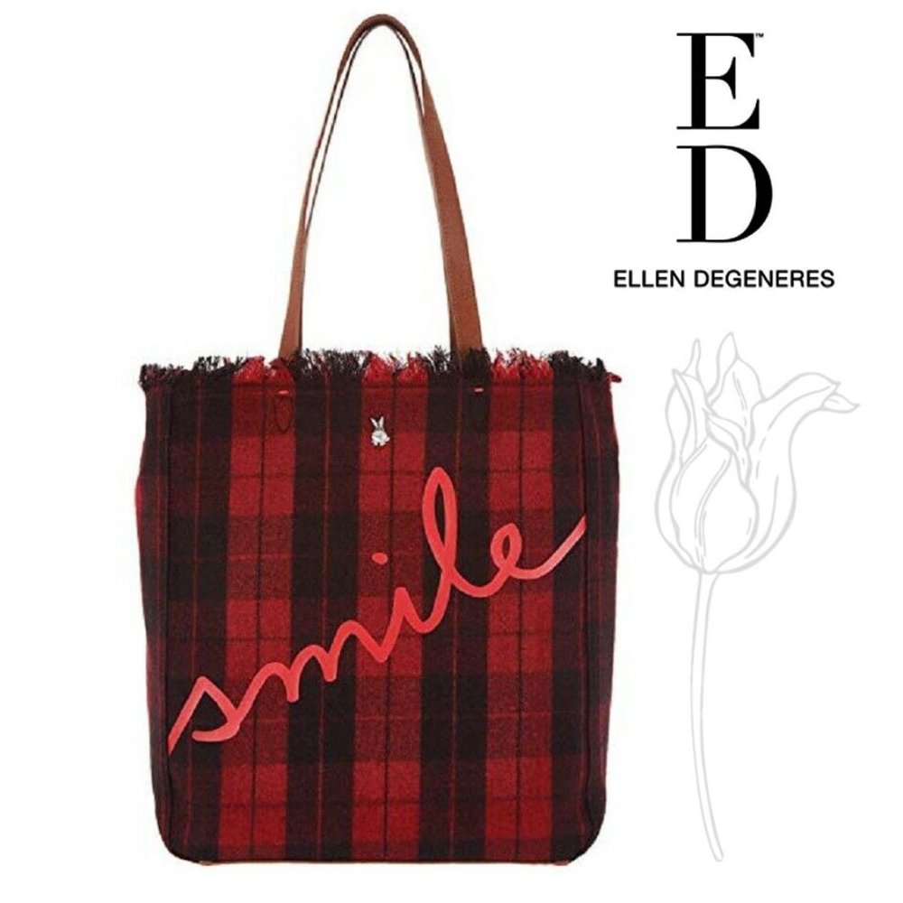 ED Ellen DeGeneres Oax to Oax Tartan Tote Handbag